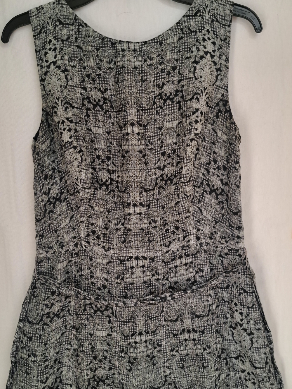 Brooks Brothers Silk Blend Damask Gingham Fit & Flare Dress Black White Size 0 - Picture 3 of 10